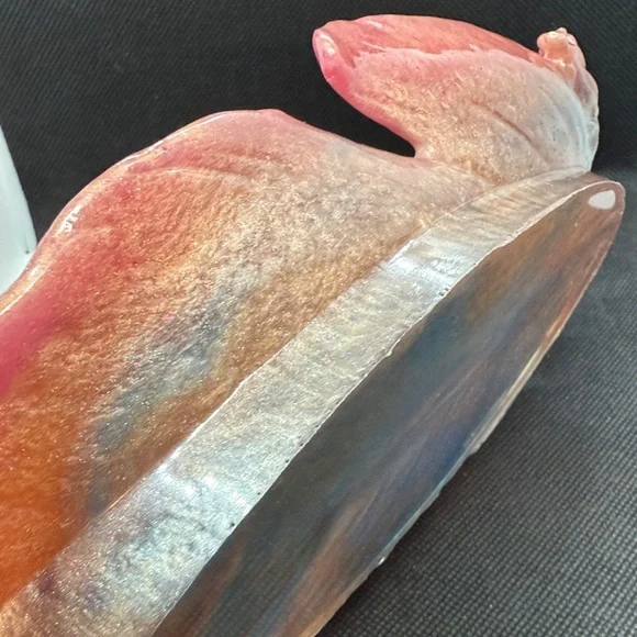 Unique Resin Pink and Blue Leaf-Shaped Decorative Dish - Picture 8 of 11